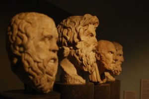 Busts of philosophers, focused on Aristotle