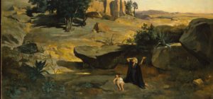 Painting of Hagar and Ishmael in the wilderness